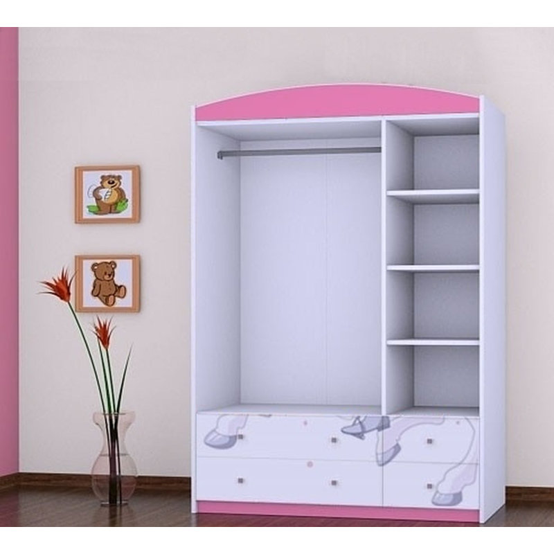 Huard 3 Door Wardrobe, Pink