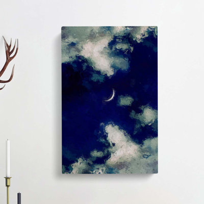 Crescent Moon Through the Clouds in Abstract - Wrapped Canvas