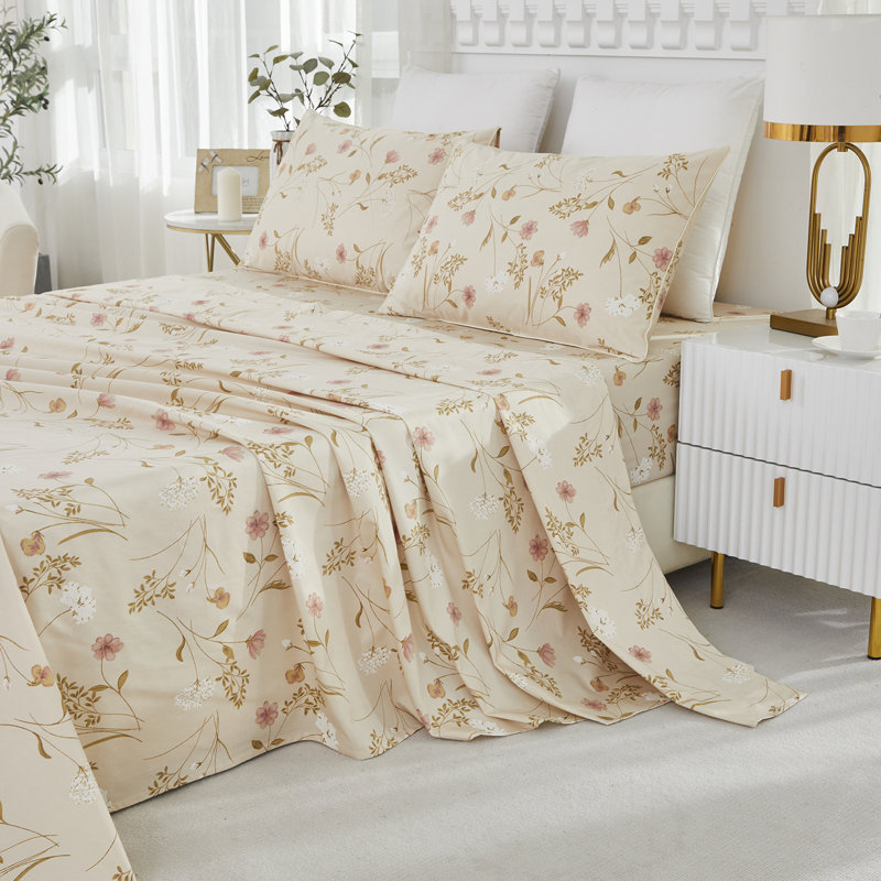 Ensemble de draps-housse 100% coton égyptien, ensemble de literie de luxe chic et chic pour 4 pièces, pour chambre d'amis