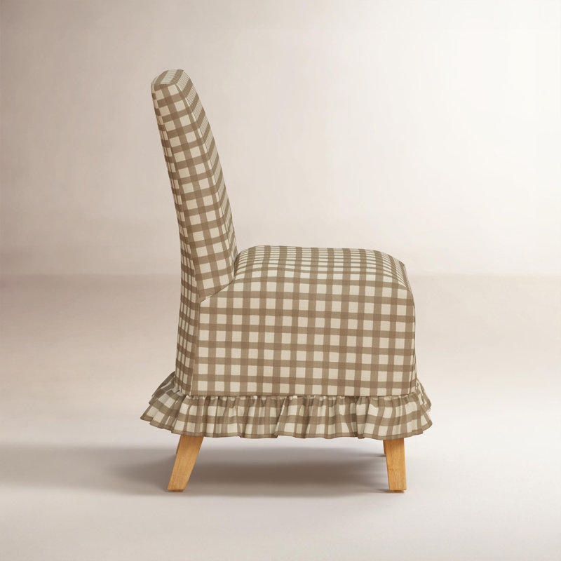 Chaise de salle à manger avec housse à volants Davarrio, Beige Floral 1