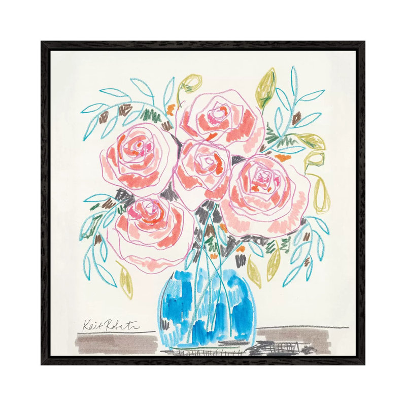 Much Love 1 Piece Painting on Canvas, 45.72cm H x 45.72cm W x 3.81cm D, Black Framed