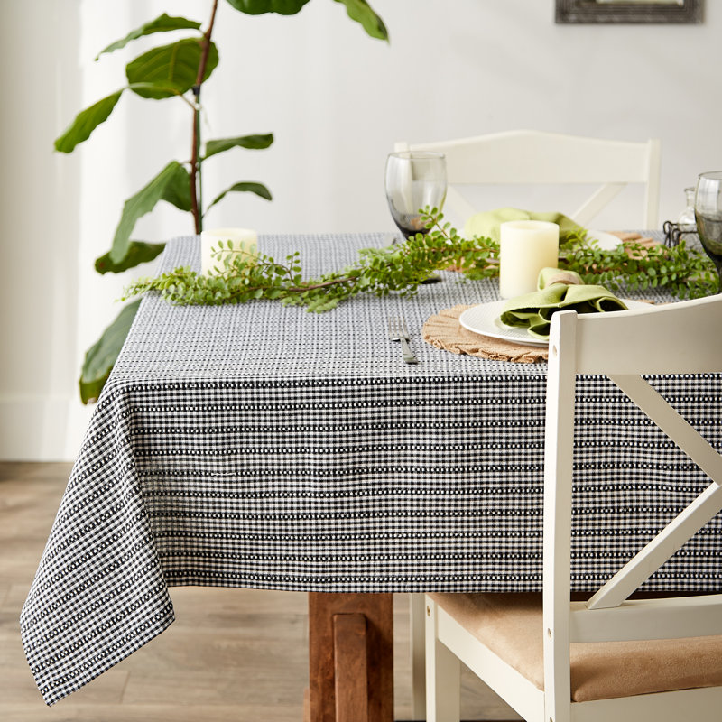 Jhamere BLACK FARMHOUSE GINGHAM TABLECOTH 60X104, 120" x 60", Black
