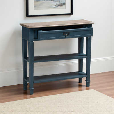 Console à 2 tiroirs Kailey - brun / bleu, H 29,62 po x l 31,34 po x L 9,83 po