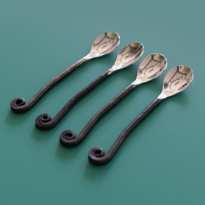 Treble Clef Matte Black Stainless Steel Mini Spoons Set