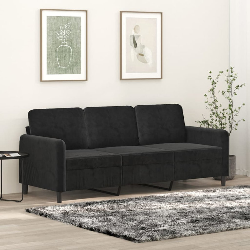 Abeel 78'' Velvet Sofa, Black Velvet