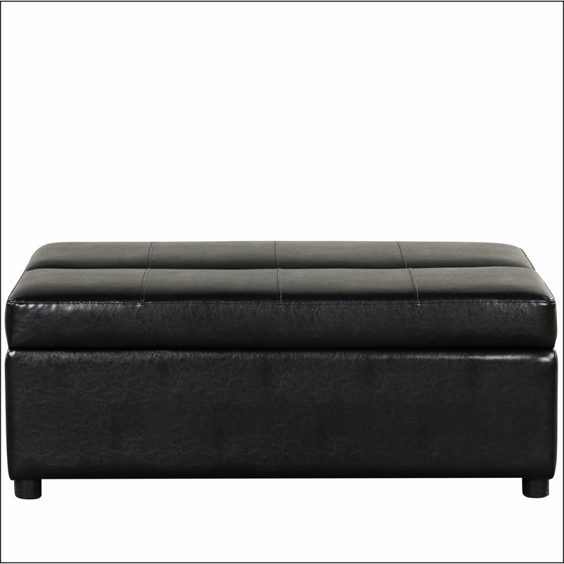 Folding Ottoman Sleeper Bed with Mattress Convertible Guest Bed, Black PU