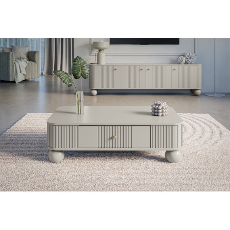Dayzee Coffee Table with Storage, Cashmere/Gold Top/Cashmere Base
