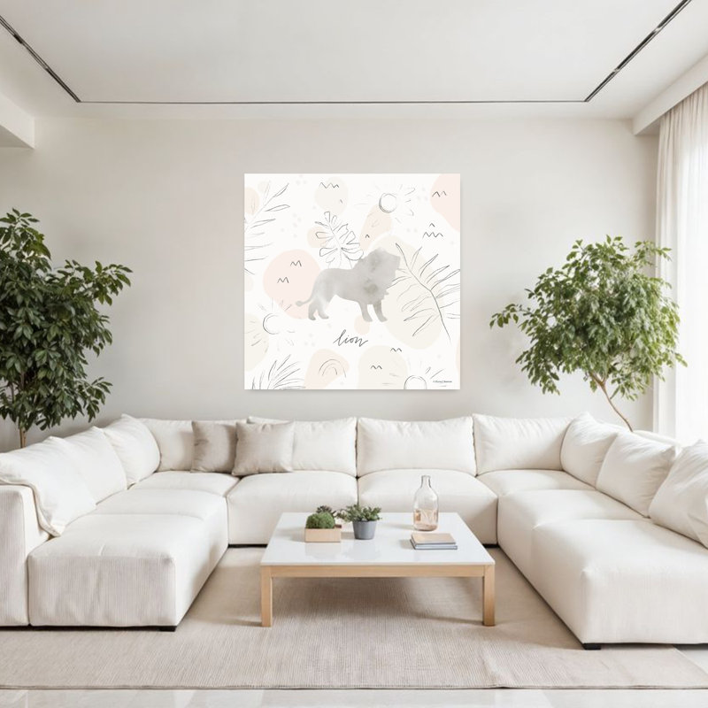 Art contemporain abstrait lion, 48" H x 48" W