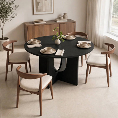 Table de salle à manger ronde 43,3 po avec pieds en forme de U, pouvant accueillir 4 à 5 personnes pour la salle à manger et la cuisine