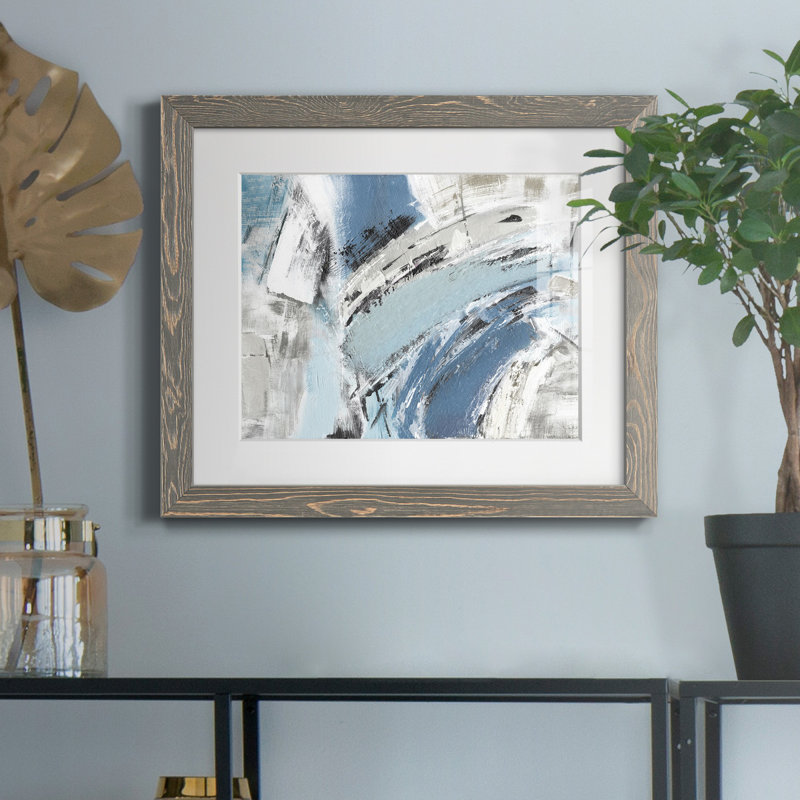 Mykonos bleus - Reproduction de cadre photo sur papier, Cadre en papier gris, H 20 po x l 17 po x P 1,5 po, Blanc