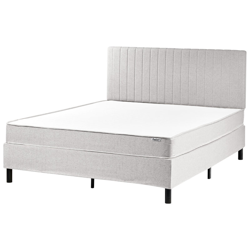 Upholstered Fabric Bed with Mattress, European Kingsize (160 x 200 cm), Grey
