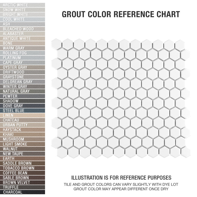 Metro 1" Hex Matte White 10-1/4" x 11-7/8" Porcelain Mosaic Tile