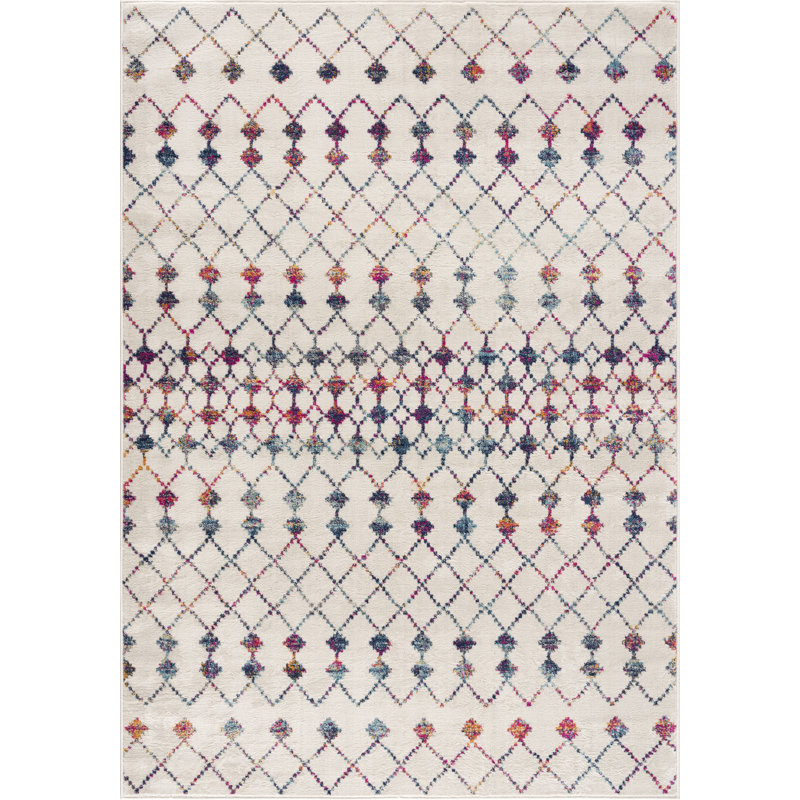 Tapis crème abstrait Kymiere, Tapis de couloir 2 pi 3 po x 5 pi