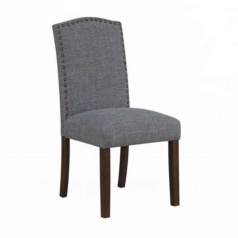 Ensemble de 2 chaises d'appoint Modern Modern Classic, revêtement en tissu gris avec garniture cloutée, Gris