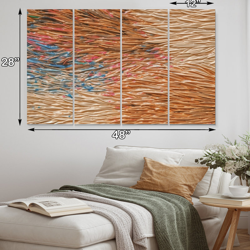 «Terracotta Bliss Texture Abstract», reproduction de toile tendue 4 pièces