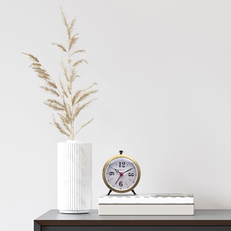 Analogue Metal Quartz Movement / Crystal Tabletop Clock with Alarm, White