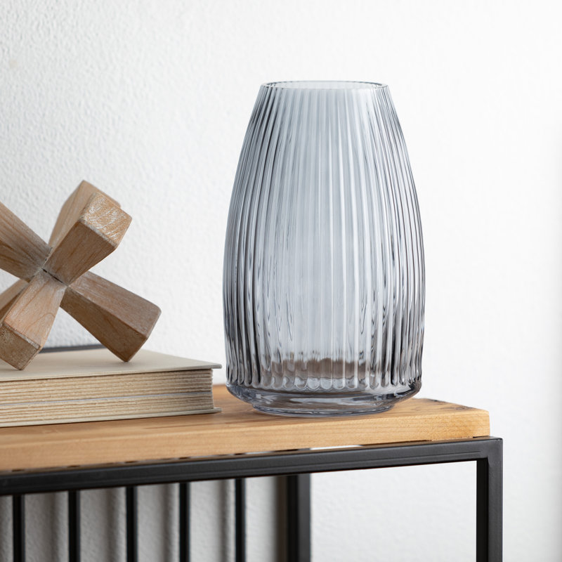 Ruebin 8'' Glass Table Vase, Gray