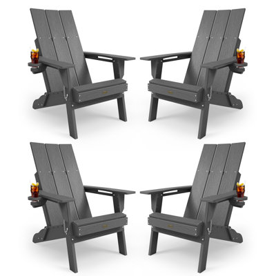 Chaises Adirondack pliantes en plastique HDPE avec porte-gobelet (quatre ensembles)