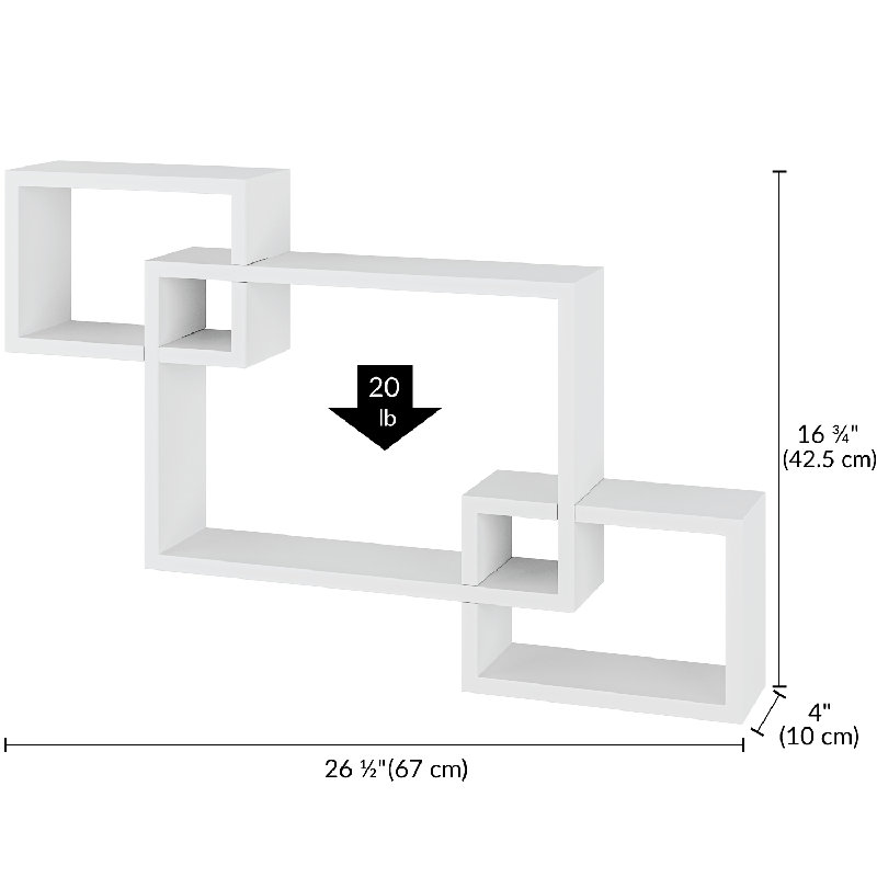 Nest Square Interlocking Box Accent Wall Shelf, White