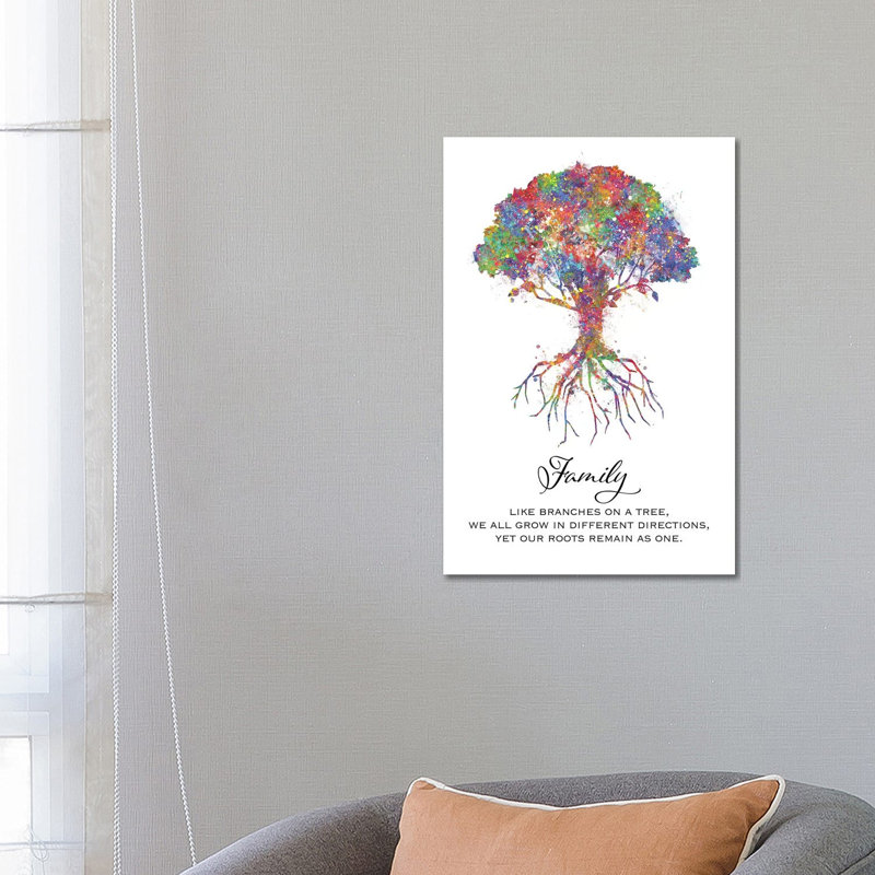 «Trees Family Quote» par Genefy Art - impression sur toile tendue, H 26 po x l 18 po x 1,5 po
