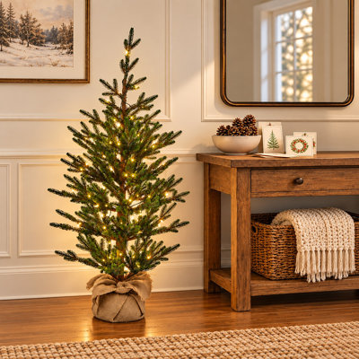 Jeune sapin de 1,20 m (4 pi) avec double micro-DEL et télécommande, recouvert de toile de jute