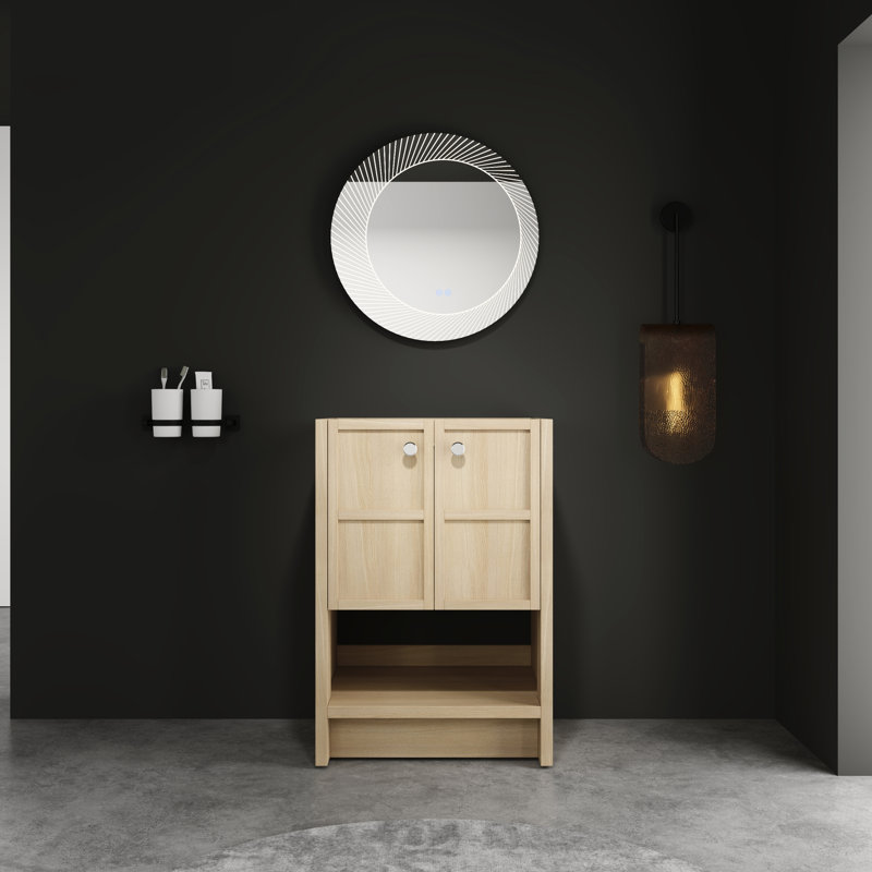 Meuble-lavabo autoportant en contreplaqué de chêne 24 po - Gardez l'essentiel à portée de main dans un mobilier élégant