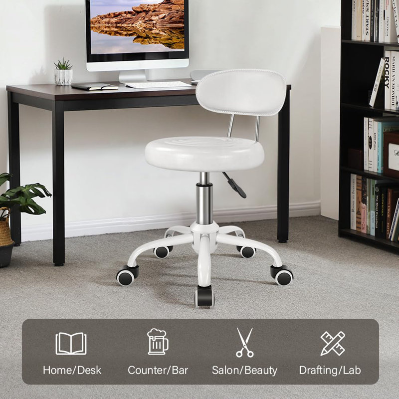 Rolling Stool With Wheels Swivel Stool With Back Height Adjustable Chair