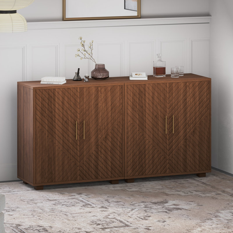 Armoire de rangement à poignée ajustable avec poignée dorée Accent, Noyer