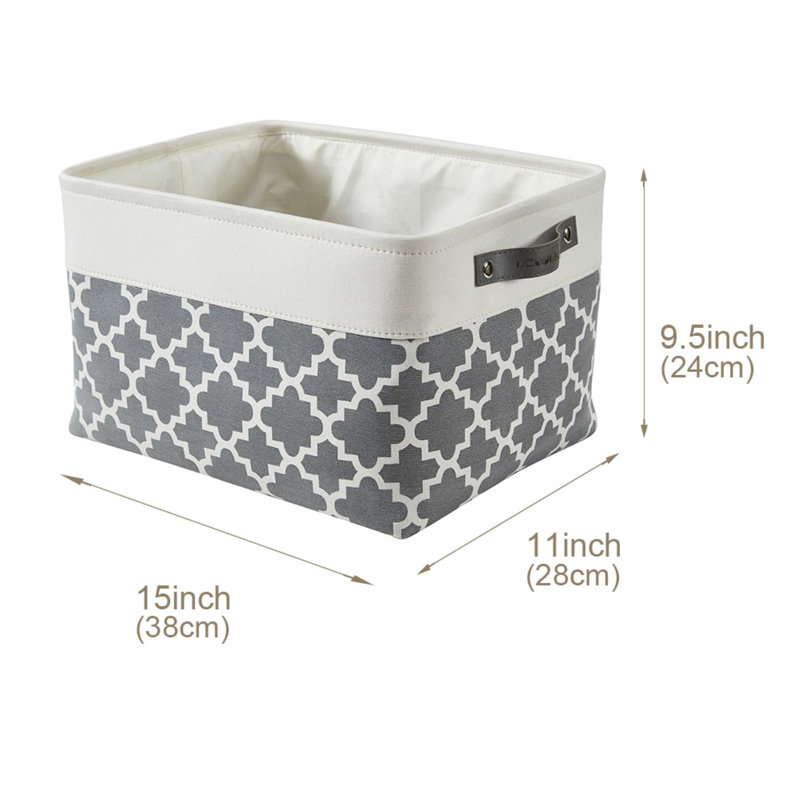 Ensemble de bacs de rangement pliables en tissu, gris, H 9,5 po x l 11 po x P 15 po, 4