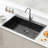 33" Kitchen Sink Top Mount Single Bowl Drop-In Basin Stainless Steel Black