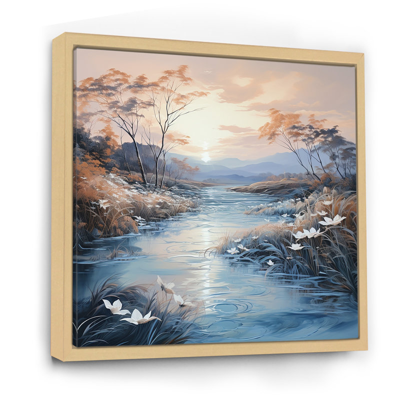 «Lakes Rivers Charm», impression d'art sur toile, Cadre naturel flottant, H 30 po x l 30 po x P 1 po