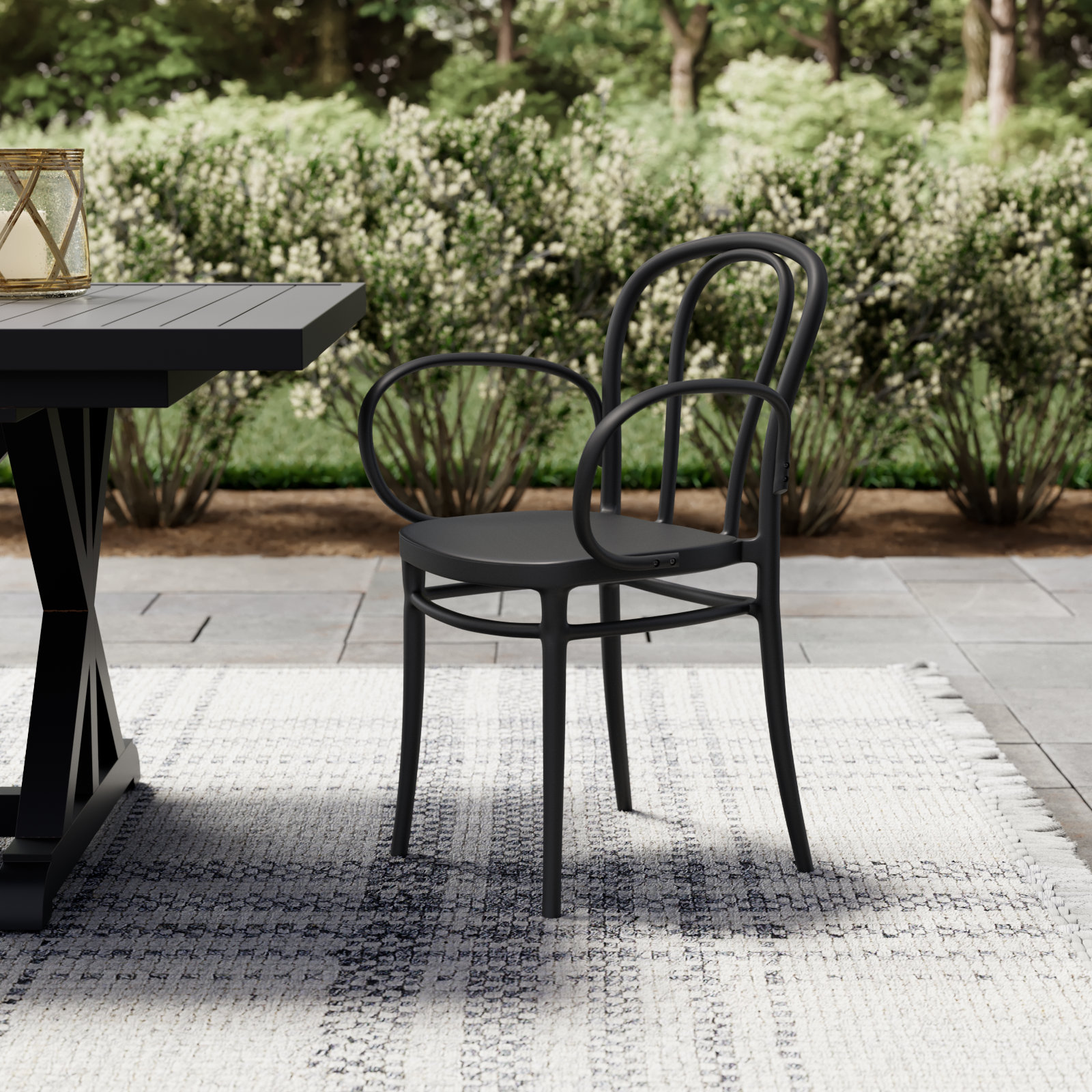 Farrah Stackable Patio Armchair, Black