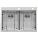 Tirana 33" L x 22" W Double Basin Drop-In Kitchen Sink with Basket Strainer