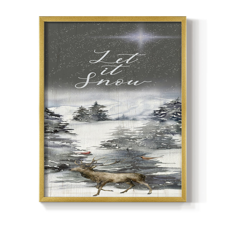 Let It Snow, reproduction encadrée - bois massif, H 15 po x l 12 po, Doré