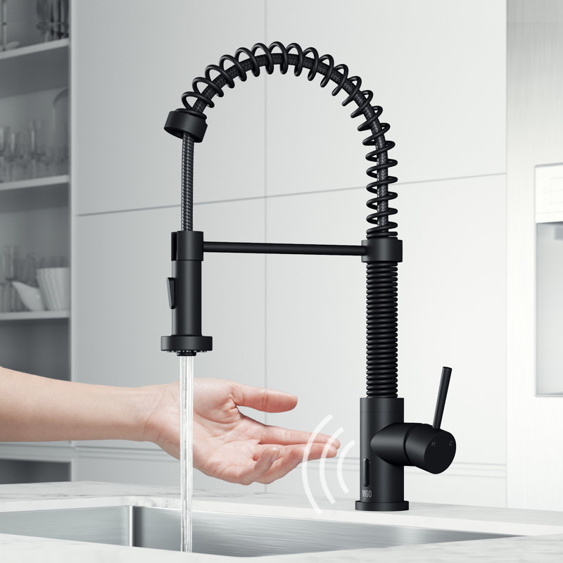 Edison 19" H 1-handle Pull-Down 2-Function Sprayer Touchless Kitchen Faucet, Matte Black