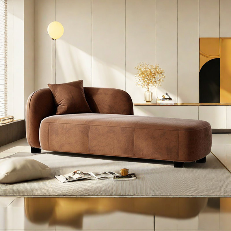 Chaise longue rembourrée Kurtlin, Accoudoir à gauche (vu de face), Café