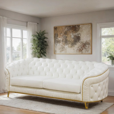 VERX-Flannelette Classic Chesterfield Sofa