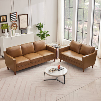 Azriah Faux Leather Living Room