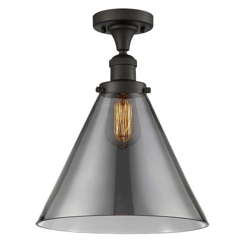 Plafonnier semi-encastré 1 lumière 12 po Chris, Ampoule DEL 6 watts Vinage, Plaqué couleur fumée, Bronze huilé