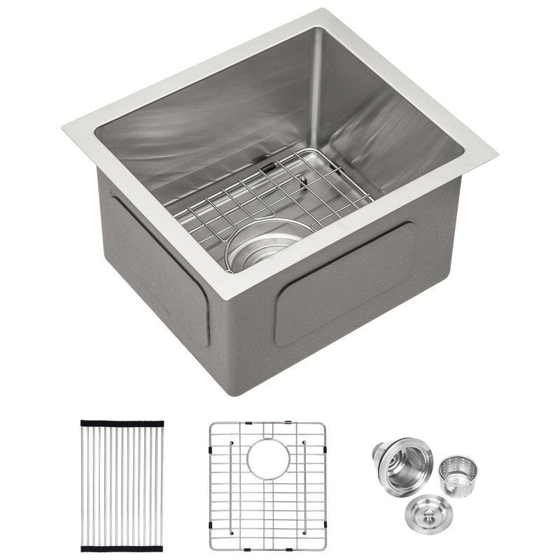 13 Inch Stainless Steel Basin Sink, Undermount 16 Gauge, 13"X15"X9", 9 Deep Single Bowl Kitchen, Brushed Nickel Gauge Kitchen Inch, Bowl, Finish