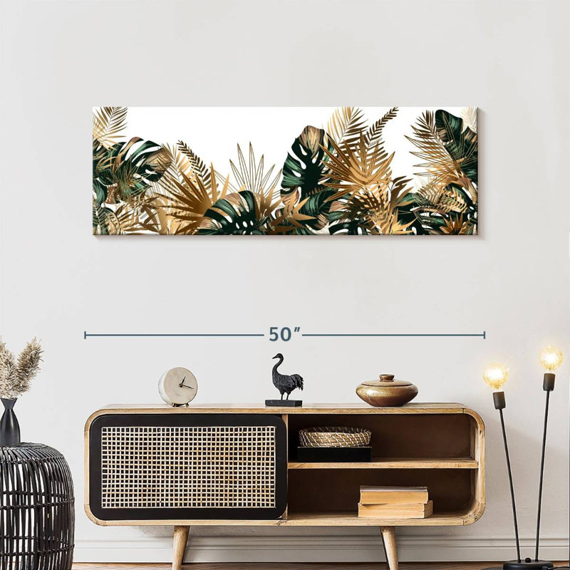Posh Tropical Leaves sur impression sur toile, H 16 po x l 48 po x P 1,25 po