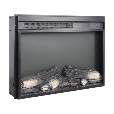 Foyer électrique encastrable, 23 pouces, chauffage ultra mince, flamme réaliste, bûche, télécommande, minuterie, protection contre la surchauffe, chaleur de 1400 W, 5000 S par heure, 11 réglages de température, 50000 heures de DEL
