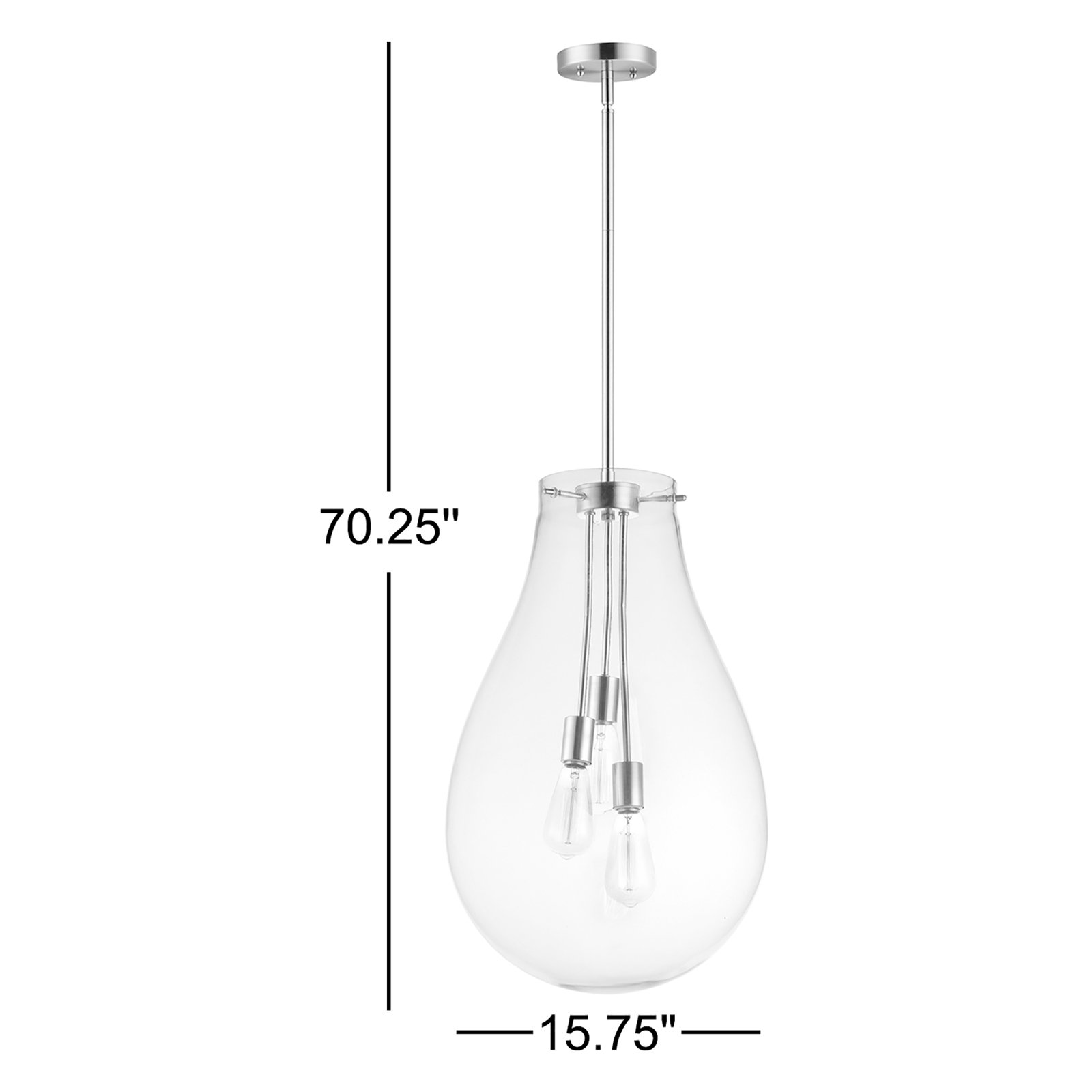 Lorine 3 Light Glass Dimmable Pendant, 24.75" H x 15.75" W x 15.75" D