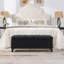 Pouf de rangement de 120 cm, banc de rangement avec charnières de sécurité, pouf capitonné en lin pour salon, entrée, couloir, repose-pieds, supporte jusqu'à 227 kg - Noir