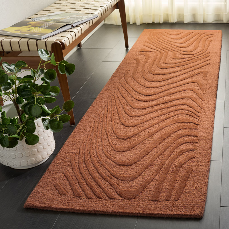 Ebony Hand Tufted Wool Pile Abstract Indoor Rug, Runner 2'3" x 8'