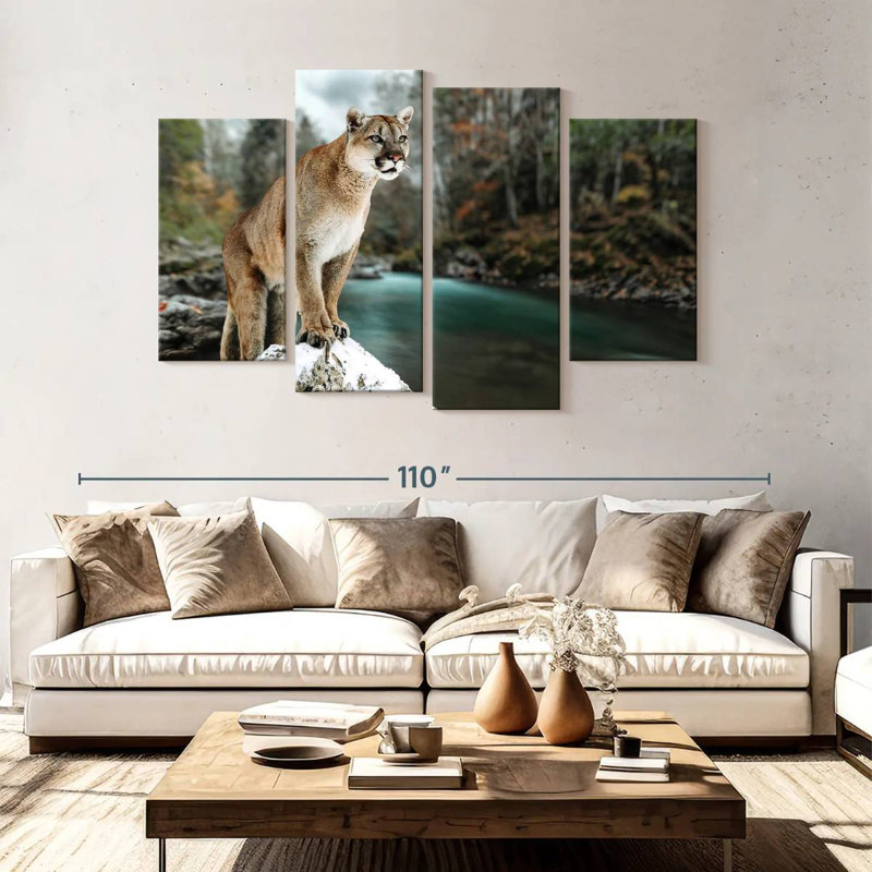 Brampt Cougar By The River, 54" H x 84" W