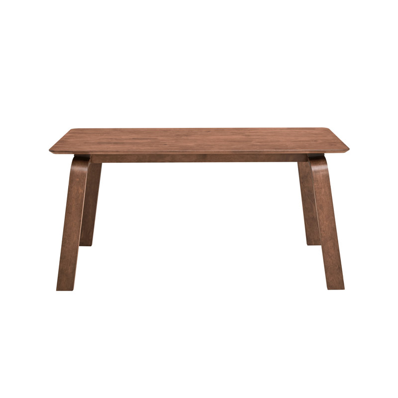 Table de salle à manger en noyer, coin repas spacieux, pieds courbés, bois d'hévéa, magnifique finition classique en noyer, pieds en bois, style moderne