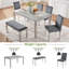 Ensemble de table à manger en bois 6 pièces, table en bois avec 4 chaises rembourrées et banc pour la cuisine, la salle à manger-564150593-564150607