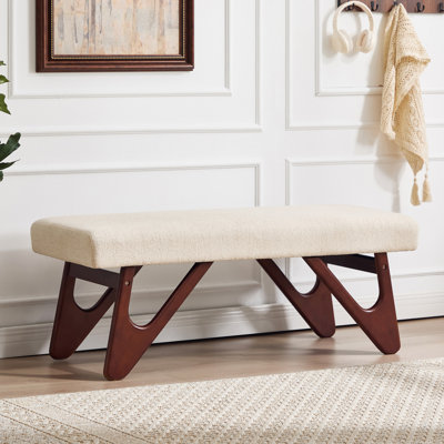 48.8" W Linen Upholstered Bench with Solid Wood Legs by Red Barrel Studio