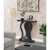 Console Table - Modern Sofa Table With Storage Shelves, Narrow Entryway Hall Table For Living Room, Display Accent Table, Black Faux Marble And Weathered Grey